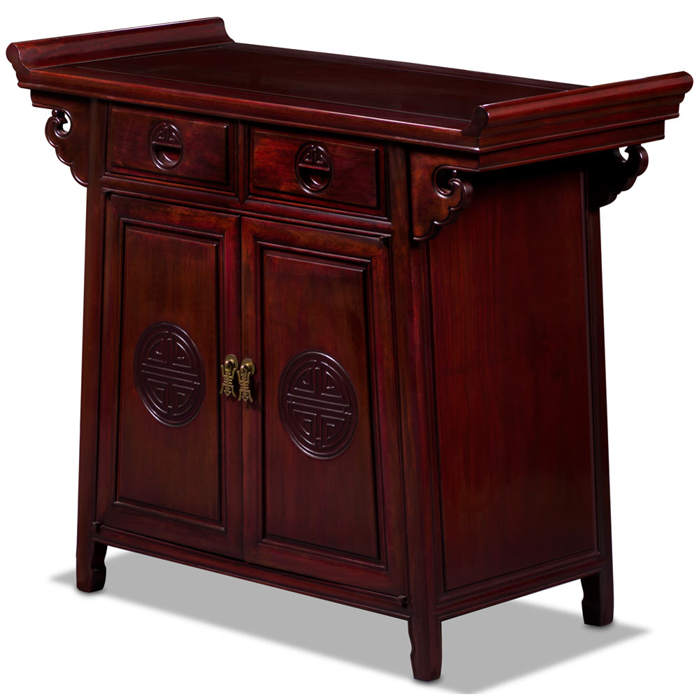 Red Cherry Rosewood Chinese Longevity Design Altar Cabinet