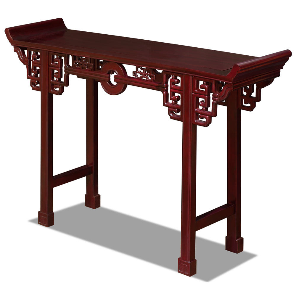 48 Inch Dark Cherry Rosewood Coin Design Asian Altar Table