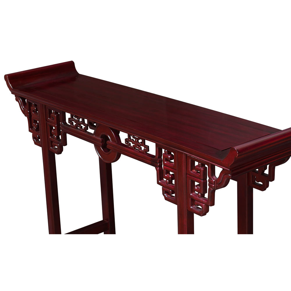 48 Inch Dark Cherry Rosewood Coin Design Asian Altar Table