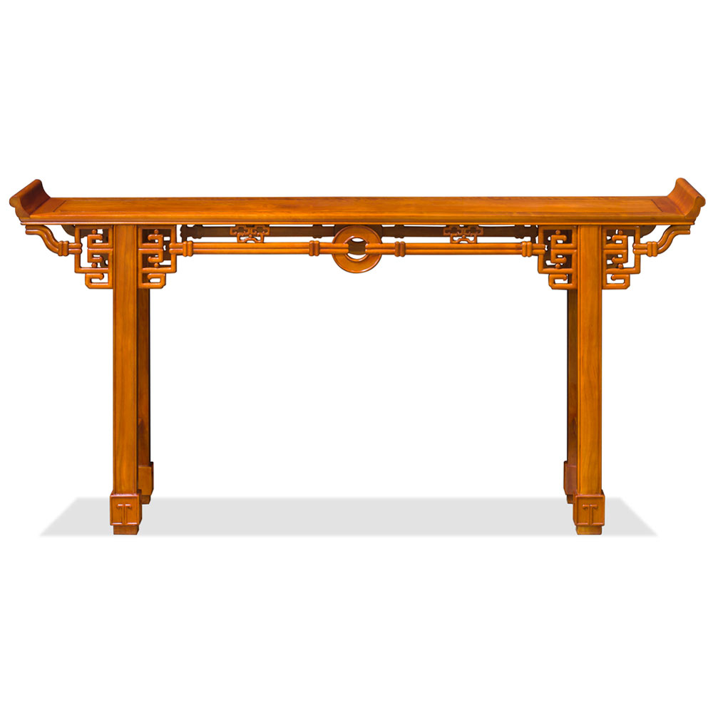 72 Inch Natural Finish Rosewood Coin Design Asian Altar Table