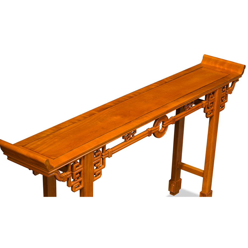 72 Inch Natural Finish Rosewood Coin Design Asian Altar Table