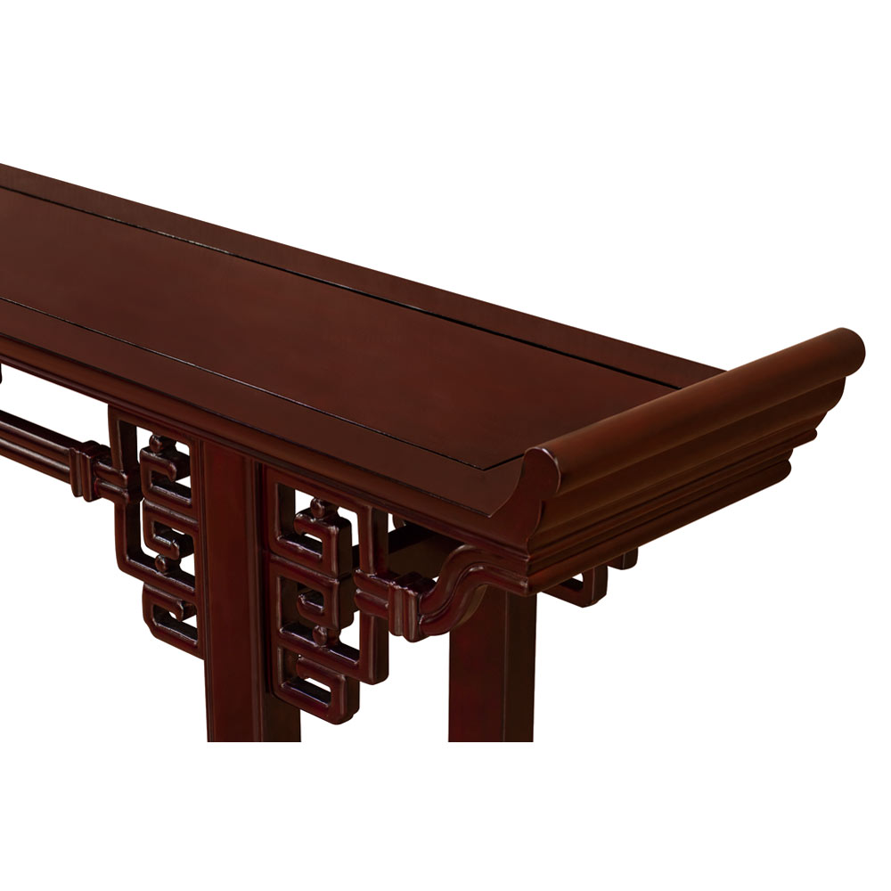 72 Inch Dark Cherry Rosewood Coin Design Asian Altar Table