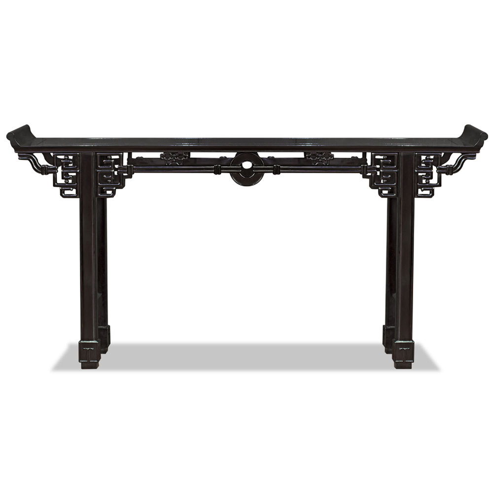 72 Inch Black Rosewood Coin Design Asian Altar Table