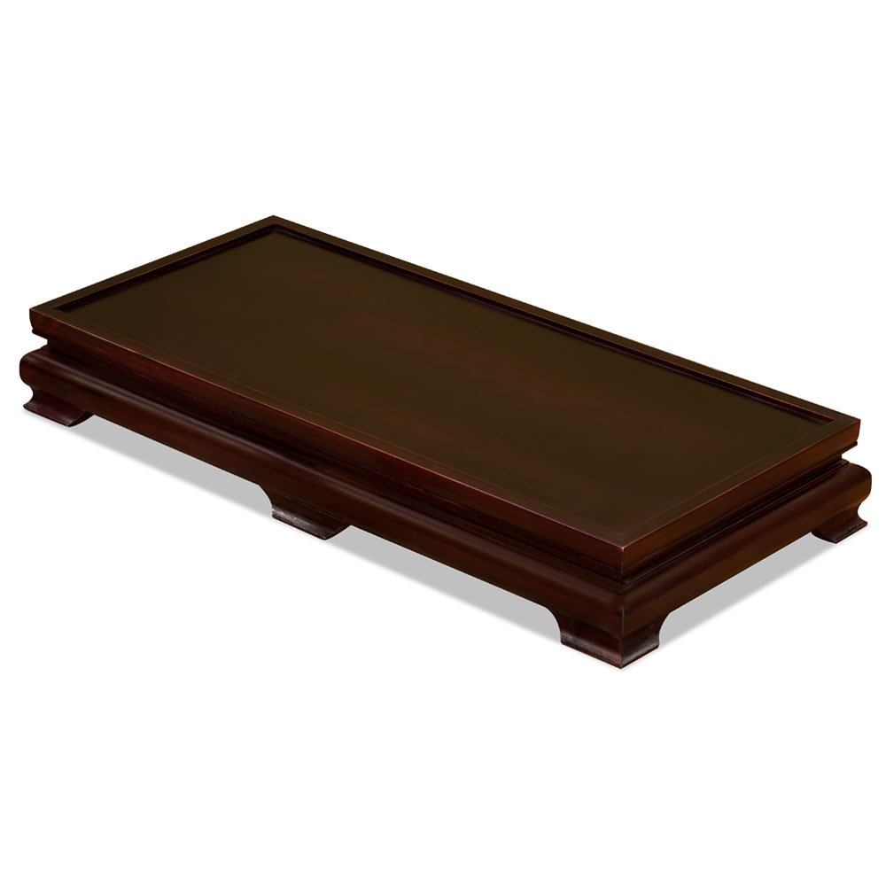 26 x 12 Inch Dark Brown Elmwood Rectangular Chinese Stand