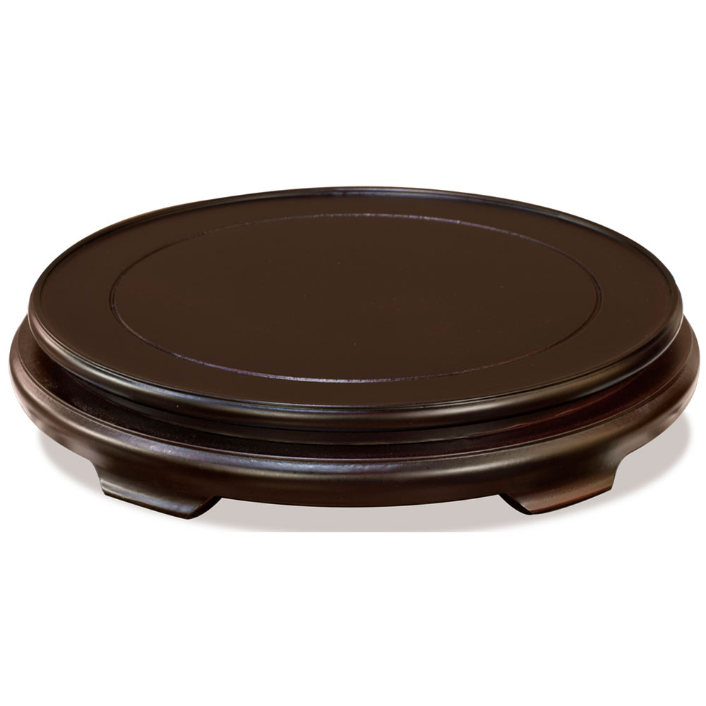 10 Inch Dark Brown Round Chinese Wooden Stand