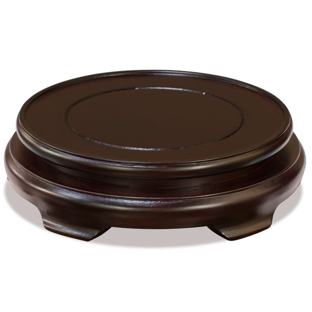 6 Inch Dark Brown Round Chinese Wooden Stand