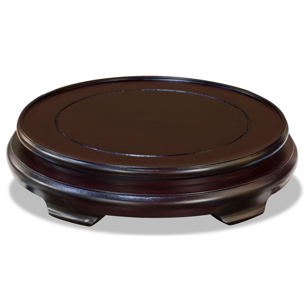 8 Inch Dark Brown Round Chinese Wooden Stand