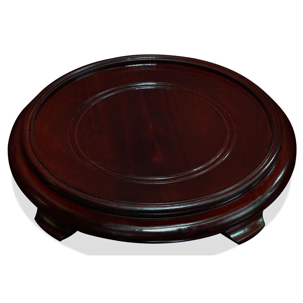 8.5 Inch Dark Brown Round Chinese Wooden Stand