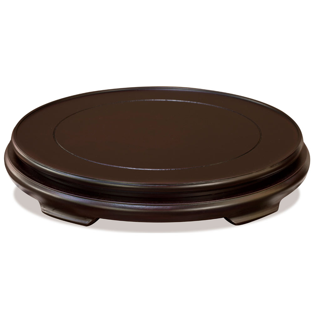 12 Inch Dark Brown Round Chinese Wooden Stand