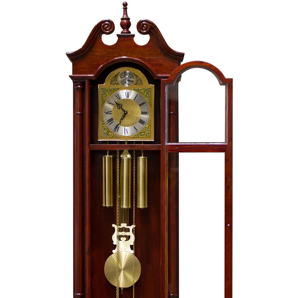 Cherry Rosewood Longevity Motif Oriental Grandfather Clock