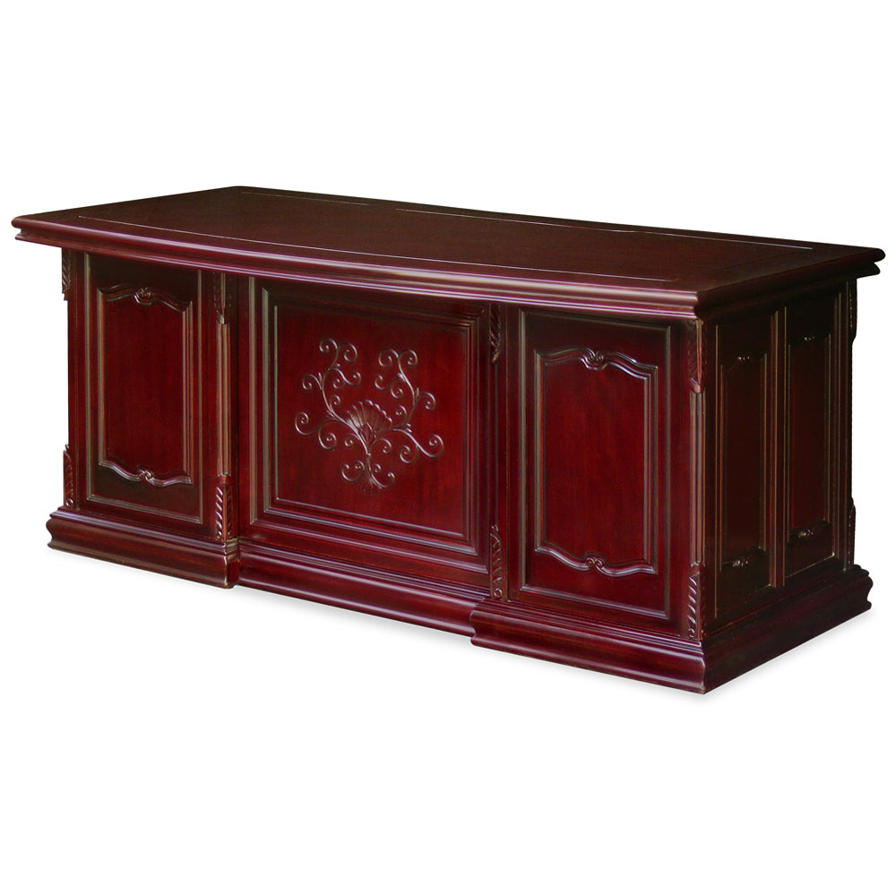 Dark Cherry Rosewood French Style Credenza Desk