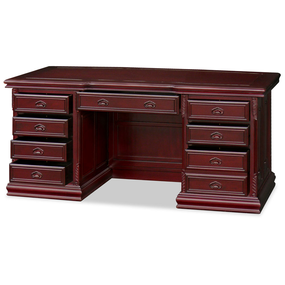 Dark Cherry Rosewood French Style Credenza Desk