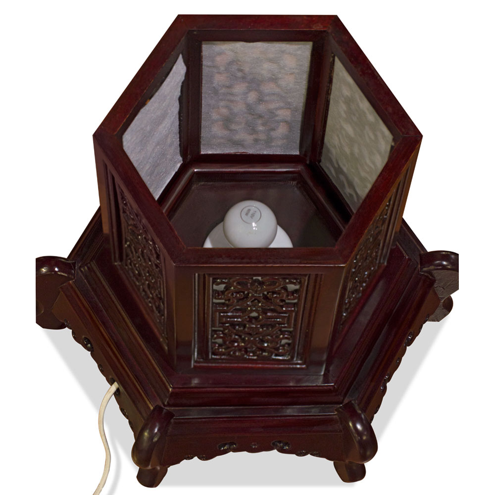 Dark Cherry Rosewood Chinese Pagoda Lamp