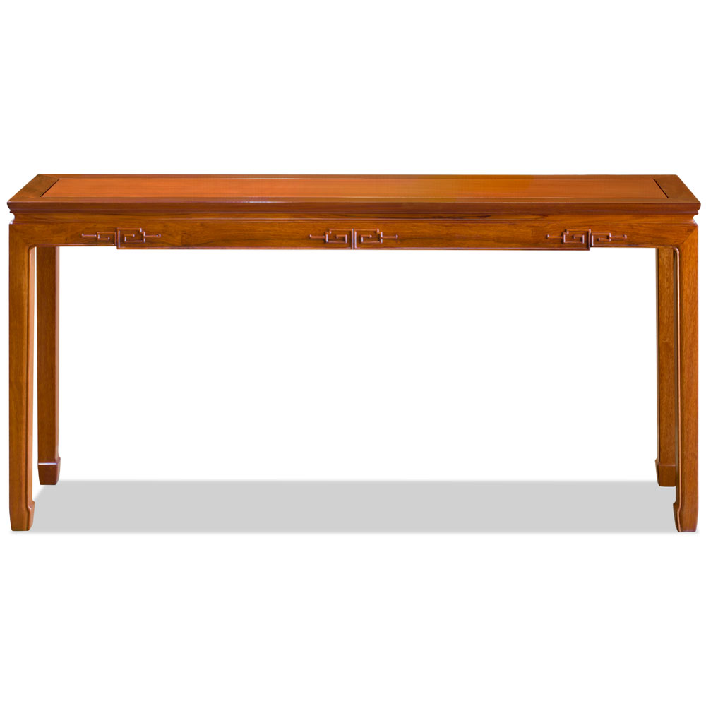 Natural Finish Rosewood Chinese Key Motif Console Table