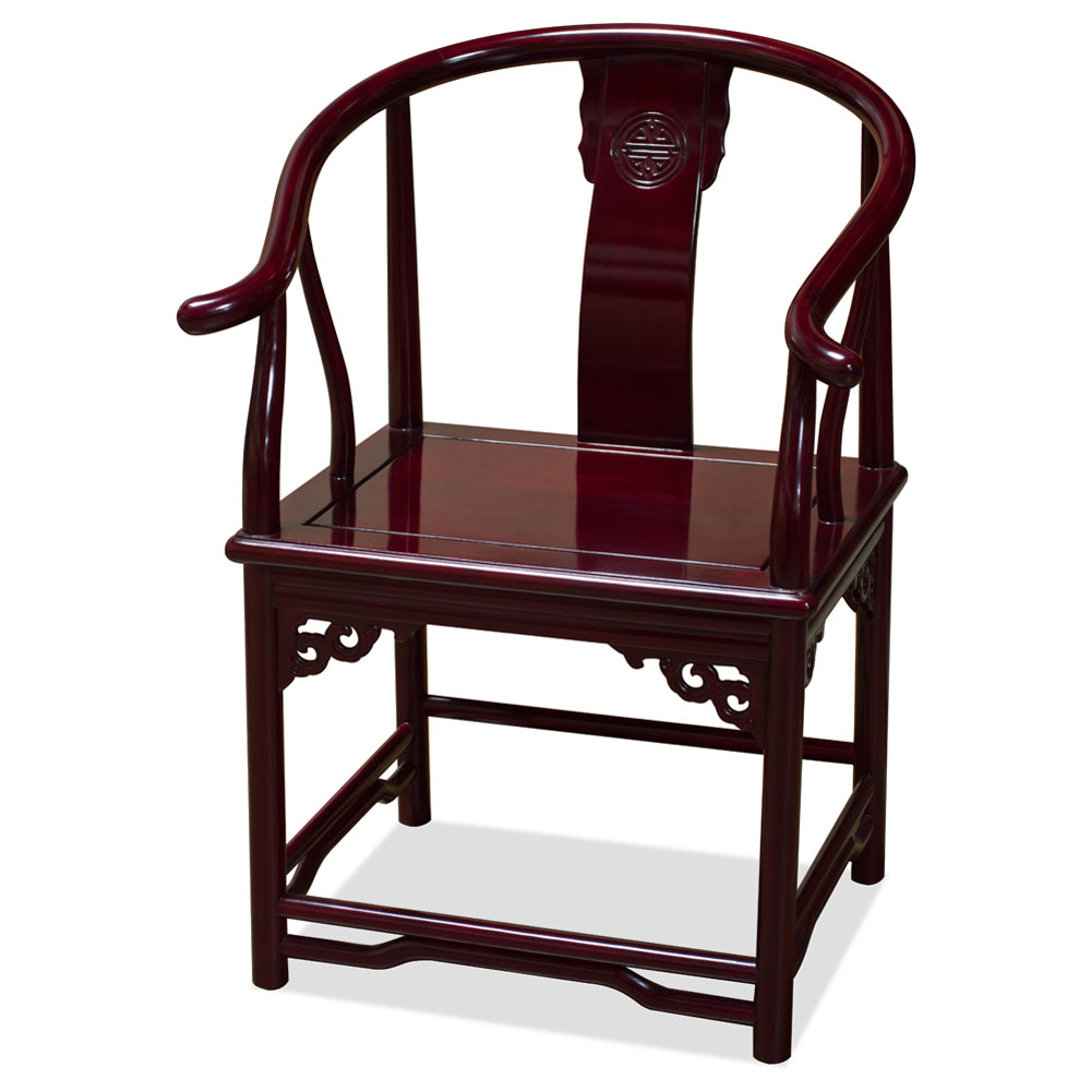 Dark Cherry Rosewood Ming Style Chinese Arm Chair