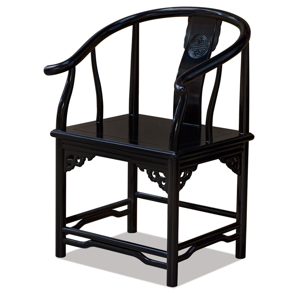 Black Finish Rosewood Ming Style Chinese Arm Chair