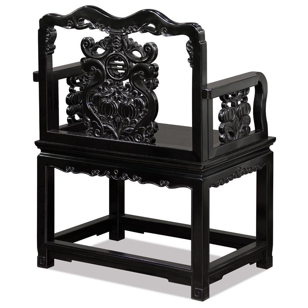 Black Rosewood Imperial Palace Tai Shi Oriental Arm Chair