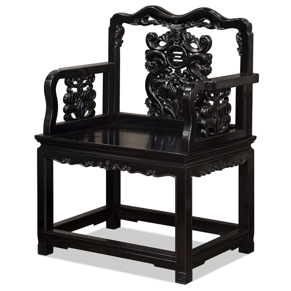 Black Rosewood Imperial Palace Tai Shi Oriental Arm Chair