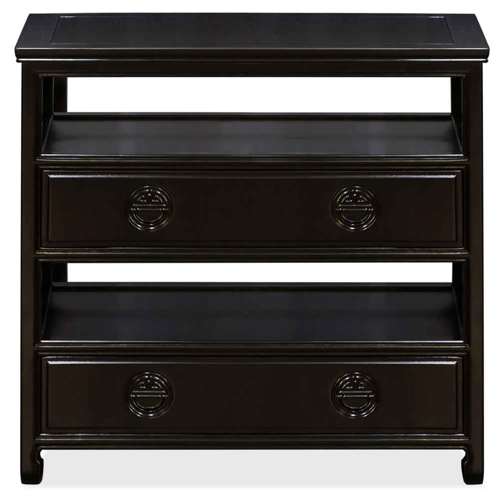 Black Rosewood Chinese Longevity Media Stand