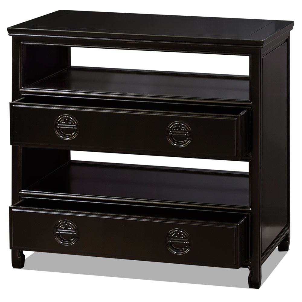 Black Rosewood Chinese Longevity Media Stand