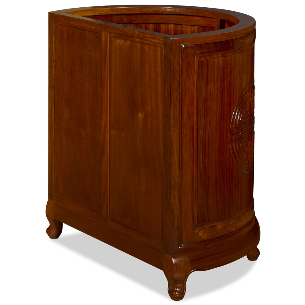 Natural Finish Rosewood Longevity Design Half Moon Chinese Vanity Cabinet