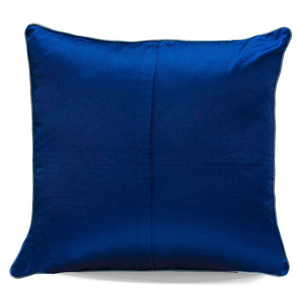 Royal Blue Chinese Silk Longevity Pillow