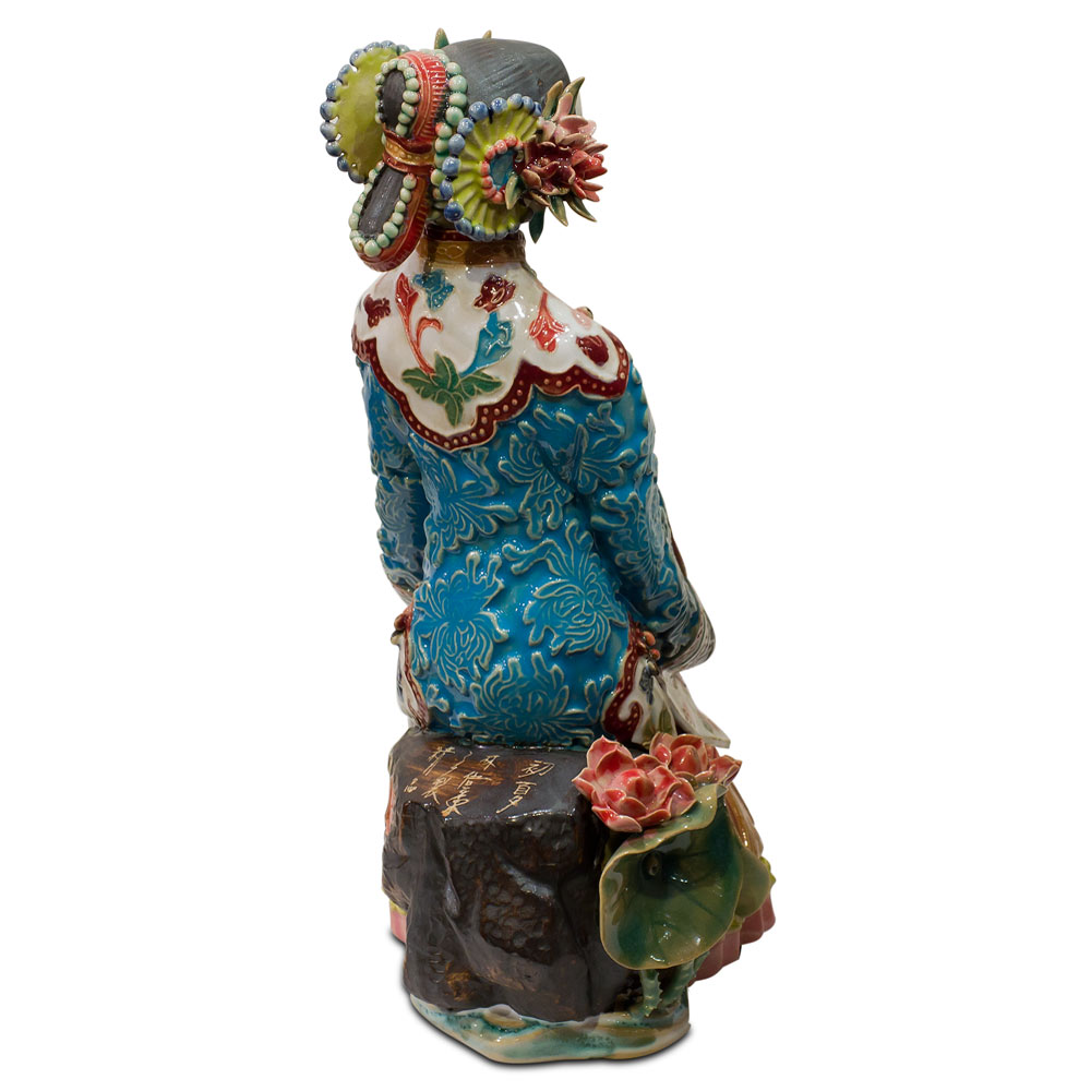 Chinese Porcelain Figurine, Lady with Summer Lotus