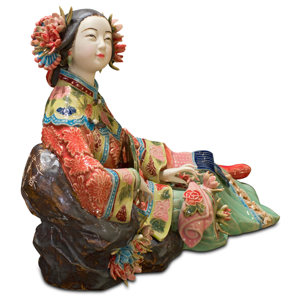 Chinese Porcelain Figurine, Qing Dynasty Lady in Spring Garment