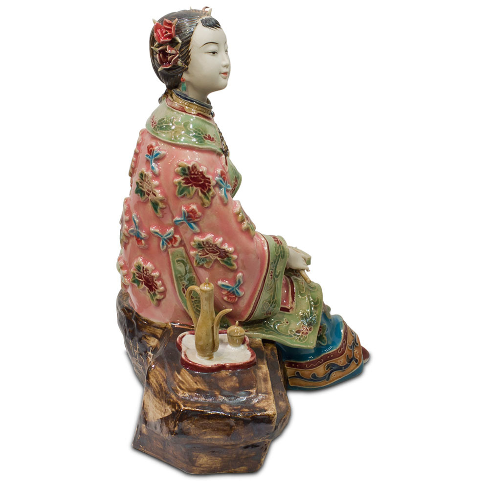 Chinese Porcelain Figurine, Shi Wan Lady in Pink