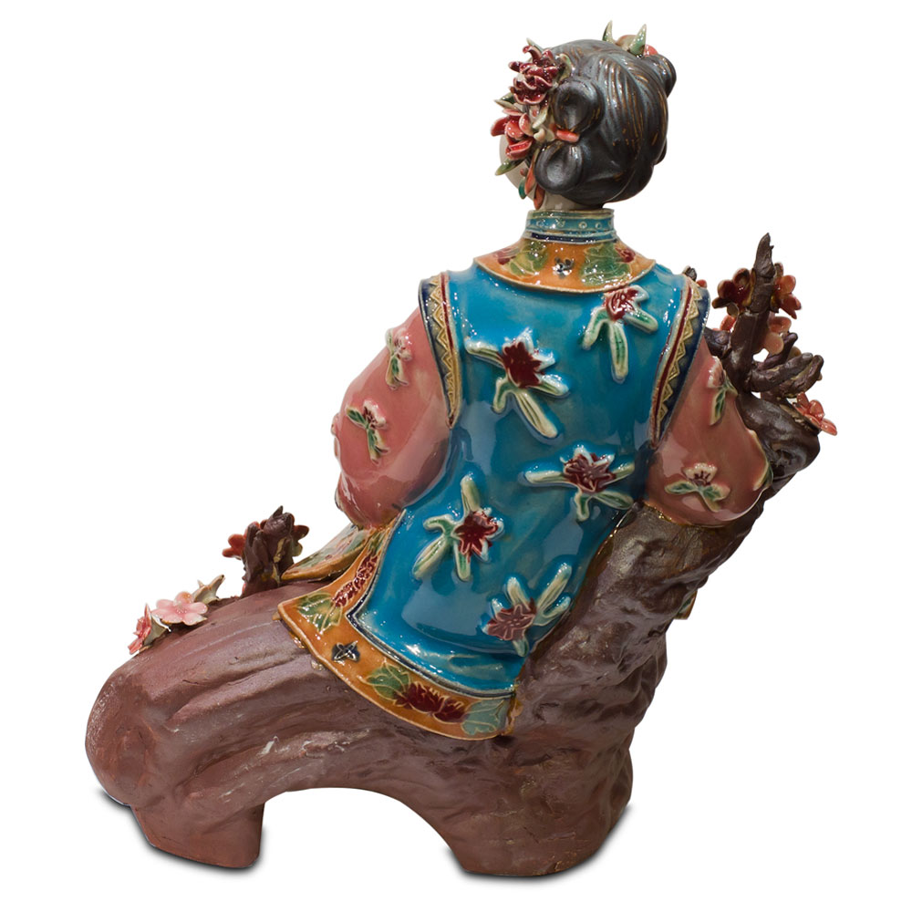 Chinese Porcelain Figurine, Shi Wan Lady with Cherry Blossoms