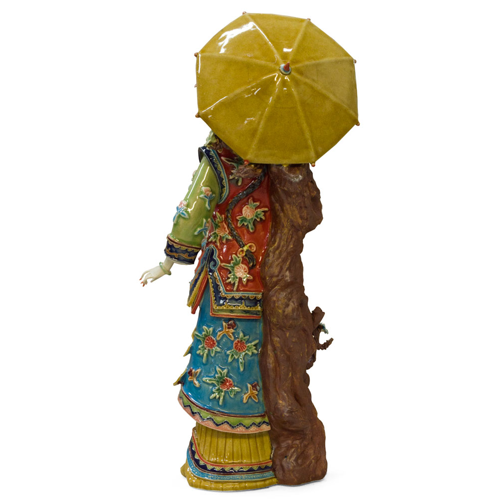 Chinese Porcelain Figurine, Lady Holding Umbrella