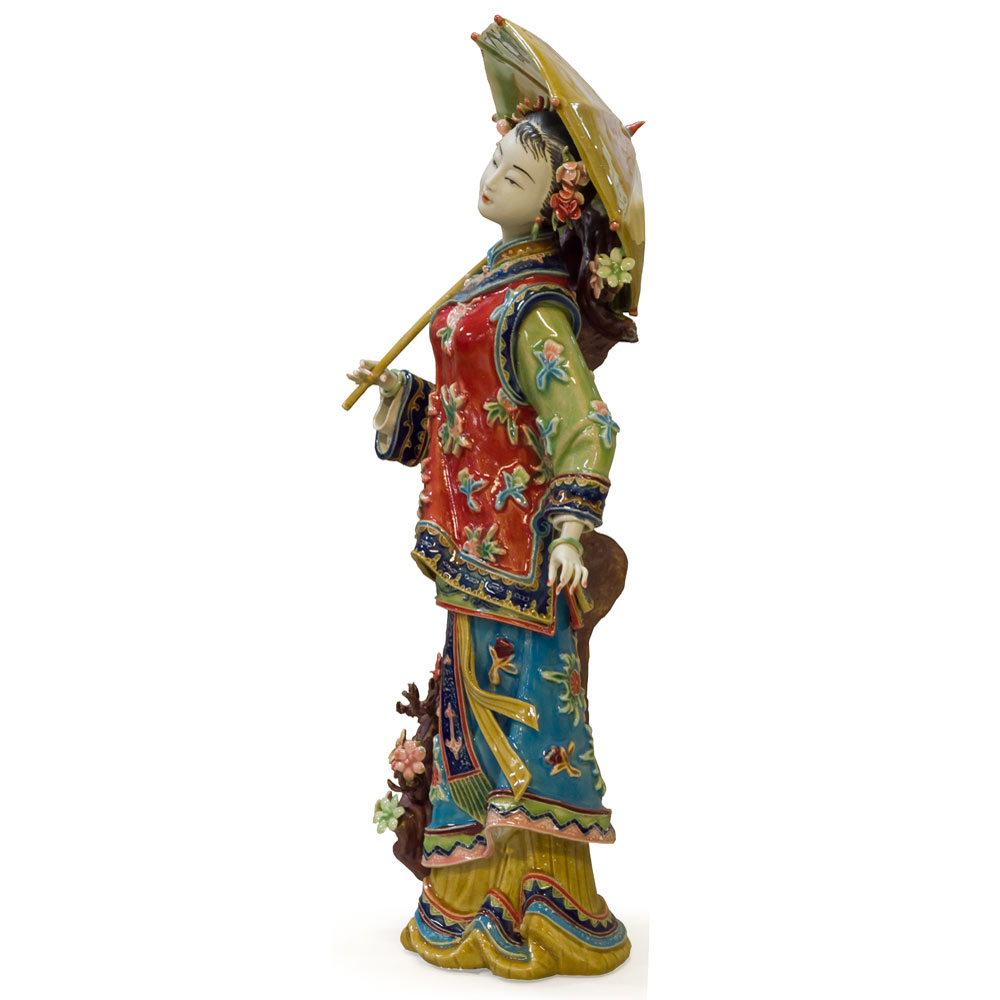 Chinese Porcelain Figurine, Lady Holding Umbrella