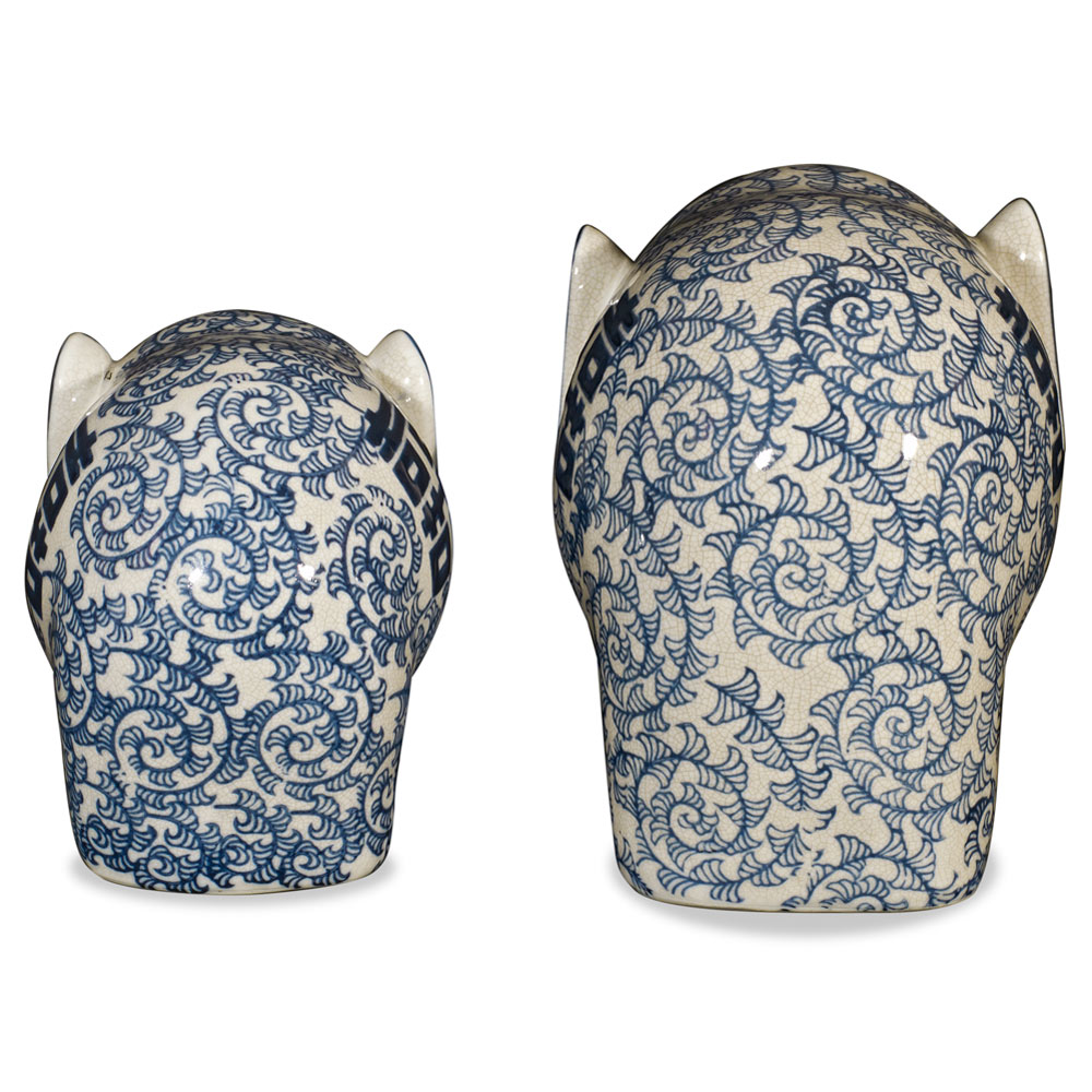 Blue and White Porcelain Double Happiness Elephant Set