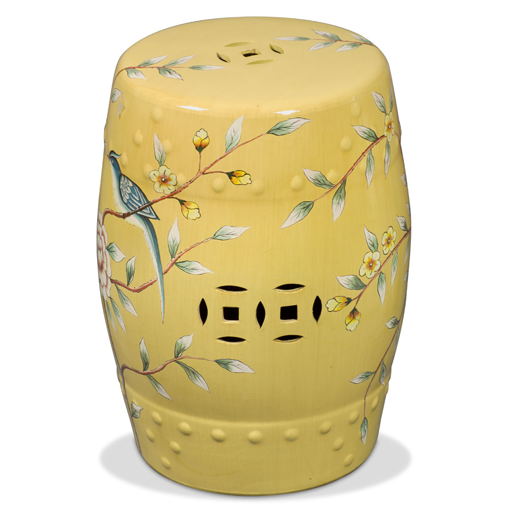 Famille Jaune Peony Motif Asian Garden Stool