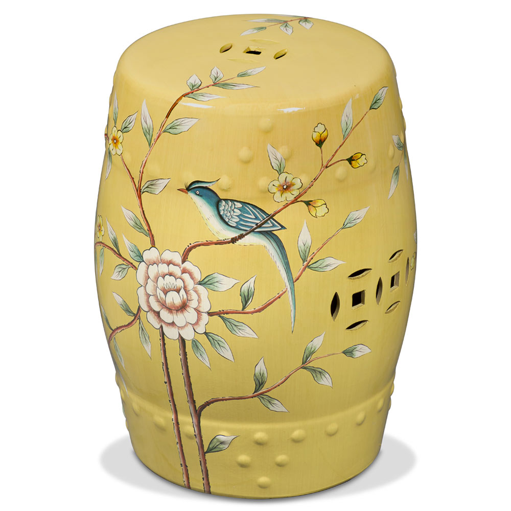 Famille Jaune Peony Motif Asian Garden Stool