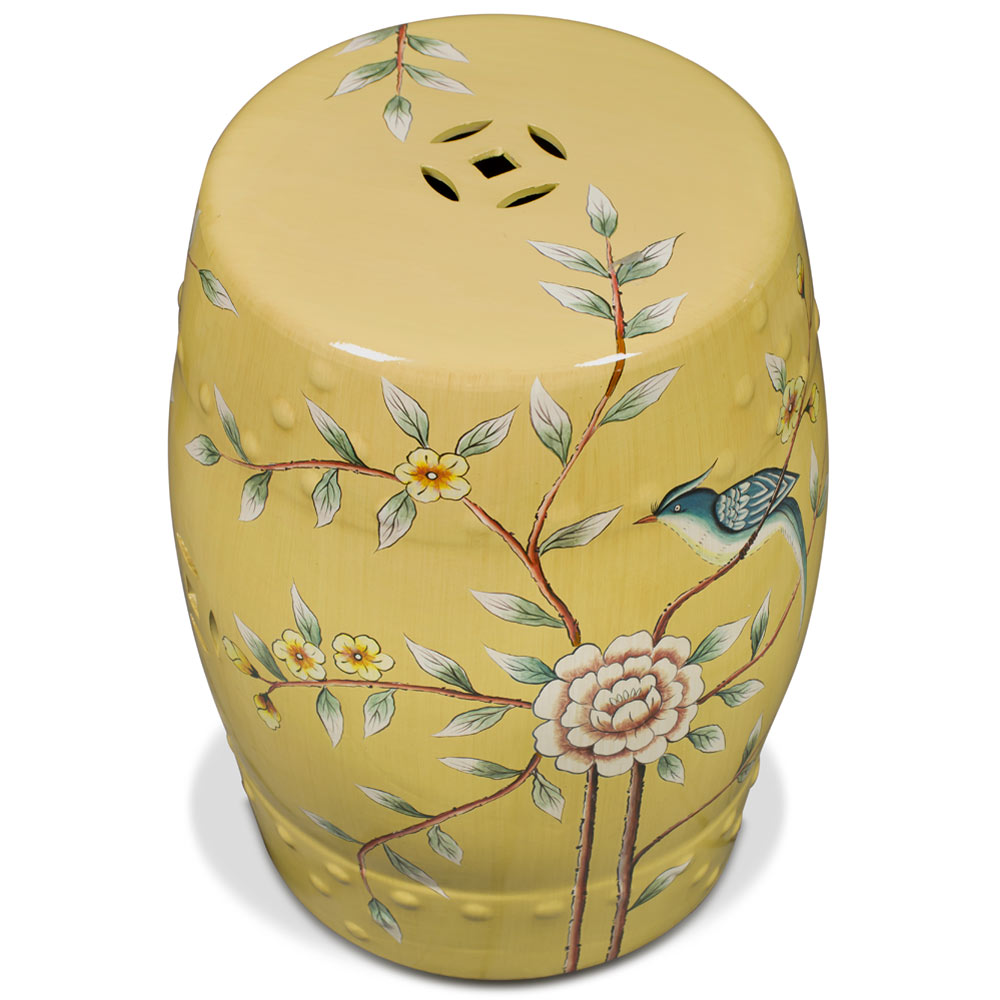 Famille Jaune Peony Motif Asian Garden Stool