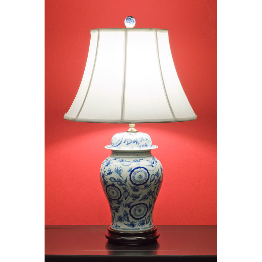 Blue and White Ginger Jar Asian Porcelain Lamp