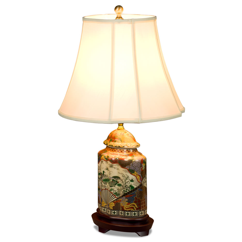 Japanese Satsuma Design Porcelain Lamp