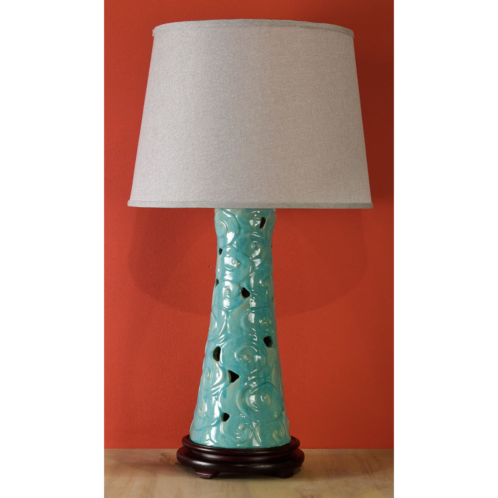 Blue Ceramic Chinese Cloud Lamp