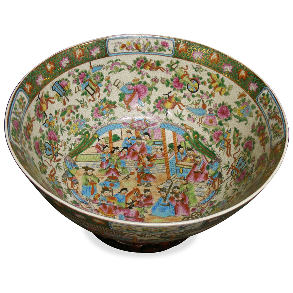 12 Inch Chinese Rose Medallion Porcelain Bowl