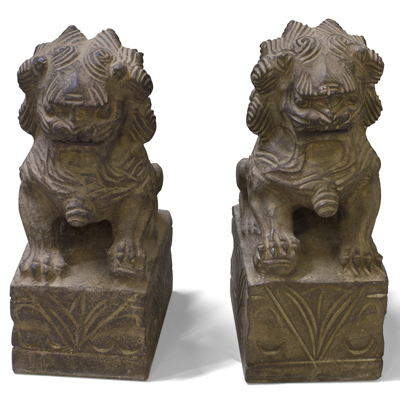 10 Inch Stone Chinese Foo Dog Statue Set