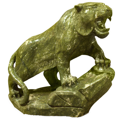 Large Oriental Jade Tiger Sculpture