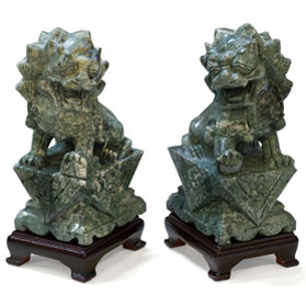 Chinese Jade Foo Dog Set