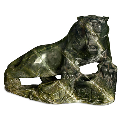 Oriental Jade Cougar Sculpture