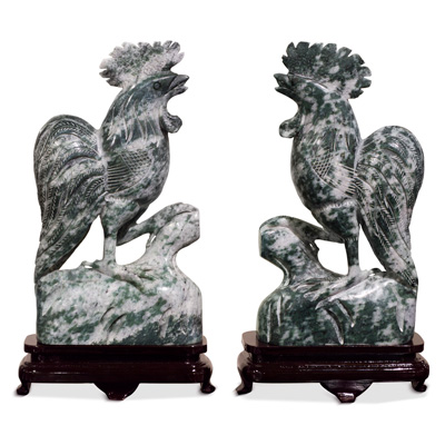 Oriental Jade Rooster Set