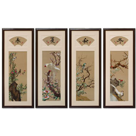 Silk Embroidery Chinese Wall Art of Four Season Flowers