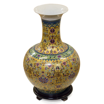 Gold Imperial Chinese Porcelain Temple Vase