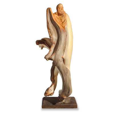 Cedar Wood Root Damo Asian Sculpture