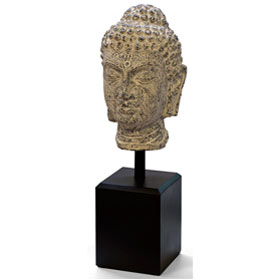 Meditative Buddha Head Asian Statue