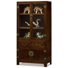 Espresso Elmwood Ming Style Asian Bookcase